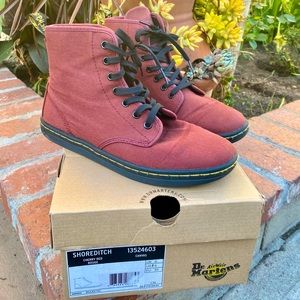 Dr. Martens Red Canvas Boot